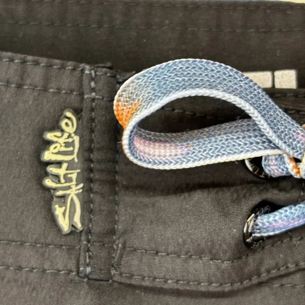 Salt Life Mens Board Shorts Black Sunset Fade Swim Trunks Size 36 Fishing Trunks
